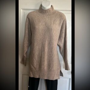 Magaschoni Taupe Turtle Neck Long Sweater. Size Medium
